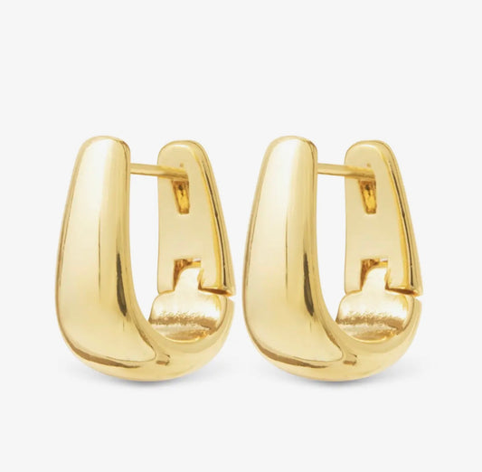 Gold/Silver Edna Polished Elongated Huggie Earrings