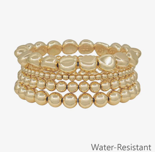 Set of 4 Gold Bead Bracelets