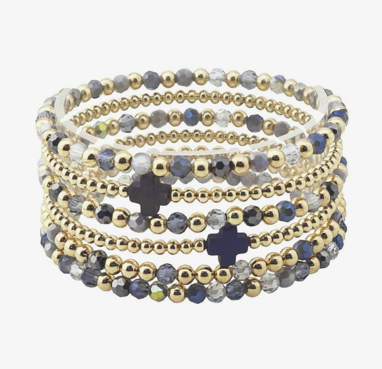 Grey and Black Cross Bracelets set off 5
