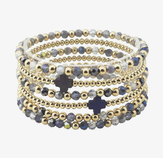 Grey and Black Cross Bracelets set off 5