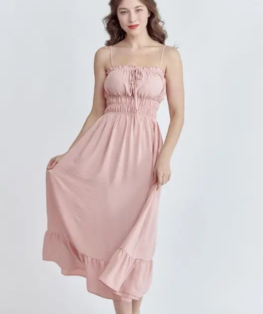 Pink Adjustable Strap Dress