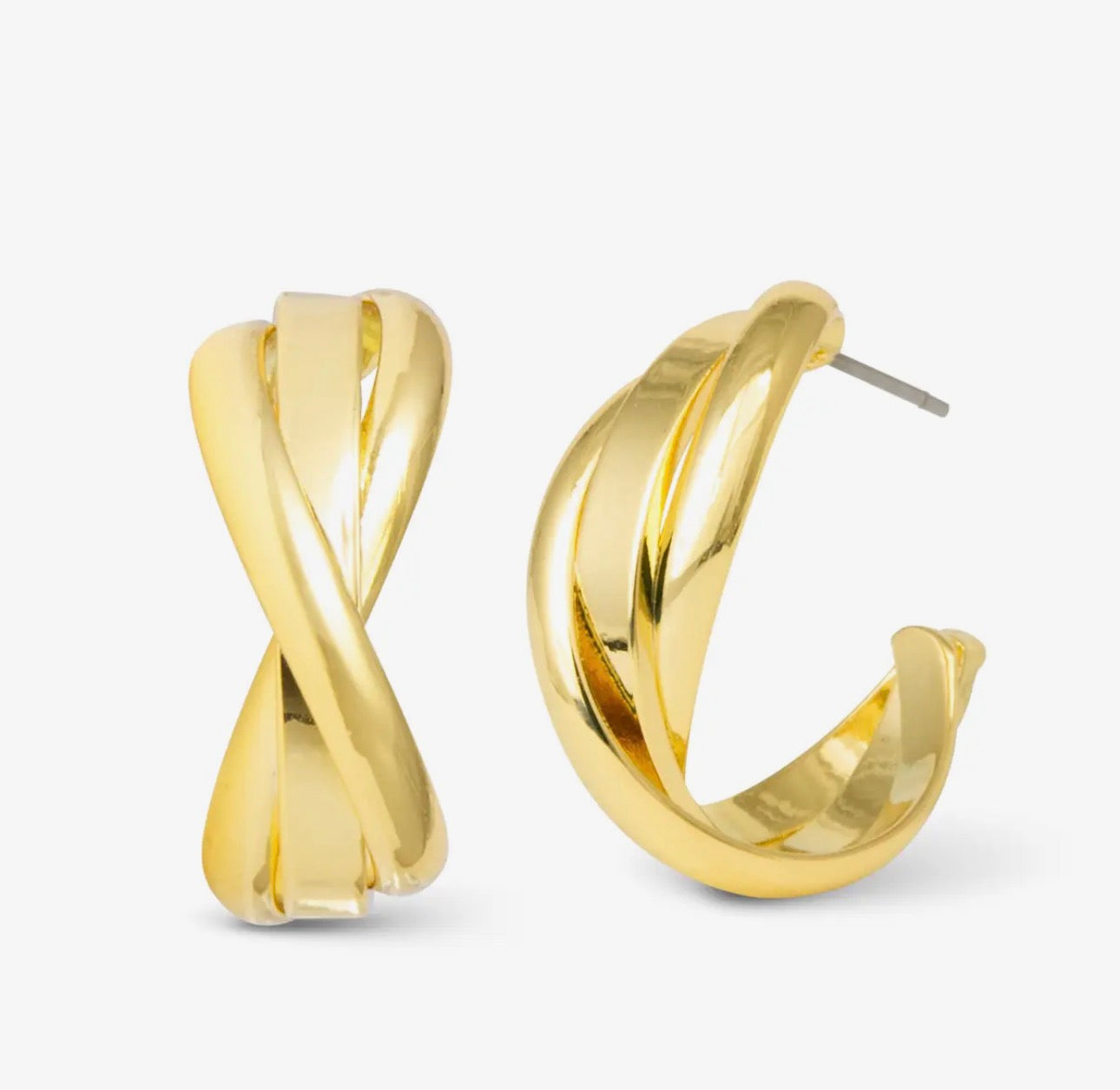 Gold Grace Polished Twist Huggie Earrings