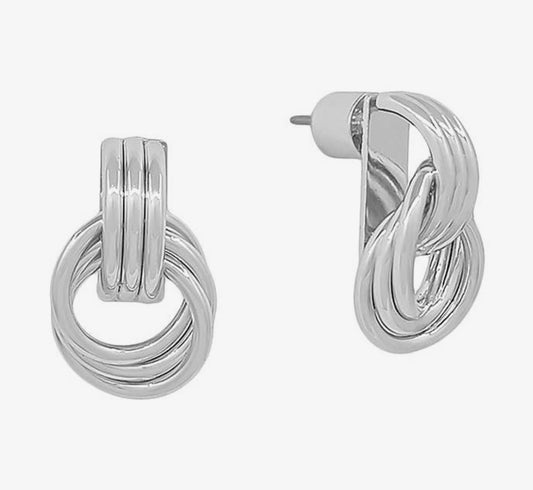 Silver Dangle Circle Earrings