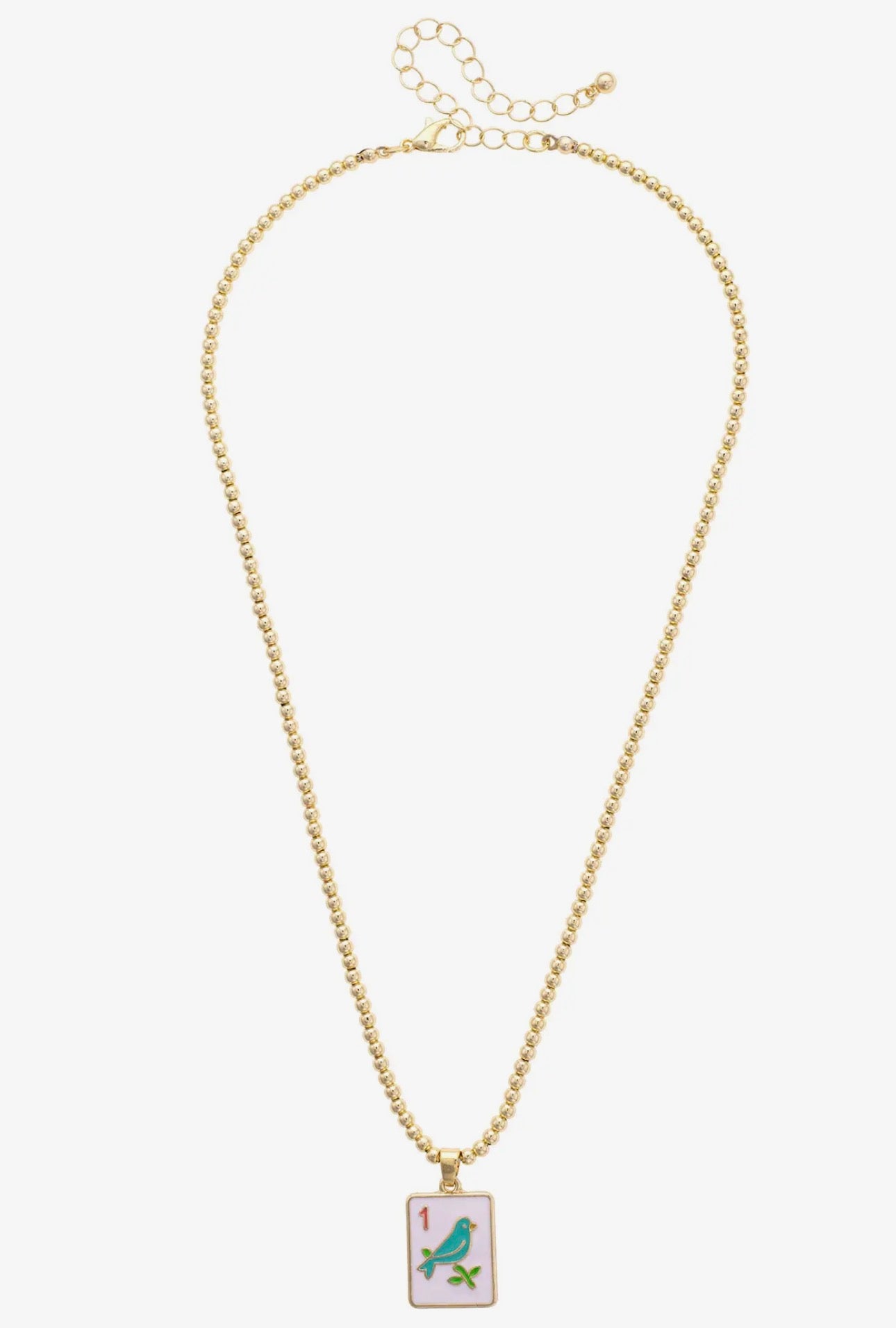 1 Bam Bird Mahjong Necklace