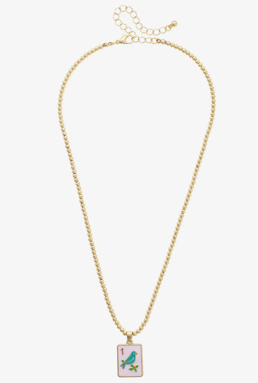 1 Bam Bird Mahjong Necklace