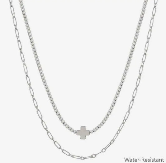 Double Strand Cross Necklace