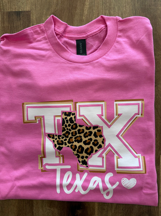 Pink & Leopard Texas Tee