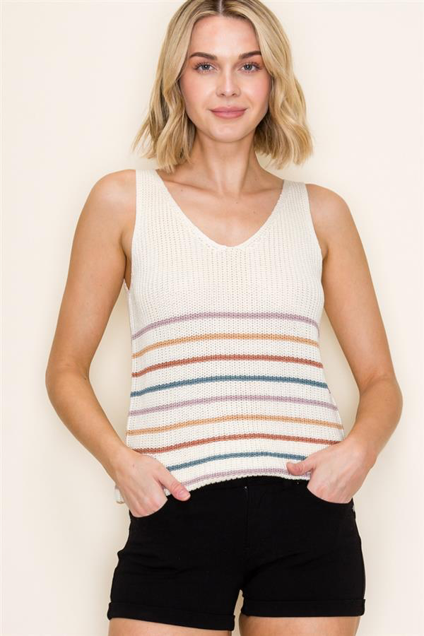 Port Aransas Multi Color Sleeveless Sweater
