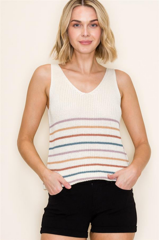 Port Aransas Multi Color Sleeveless Sweater