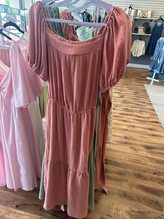 Plus Size Gauze Dress Tie Back