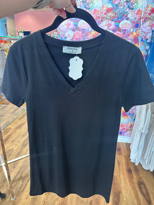 Basic Black V Neck Tee