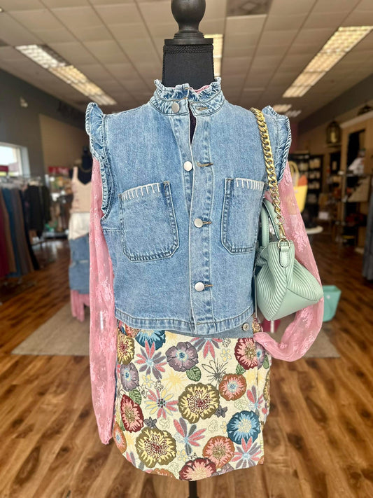 Floral and Denim Skort