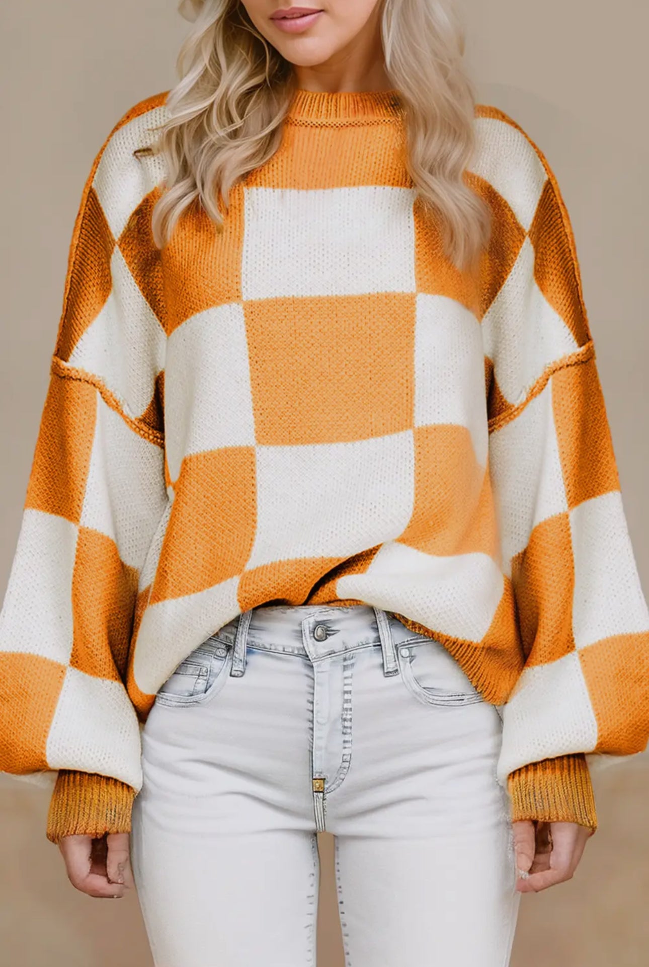 Orange Check Bishop Sleeve