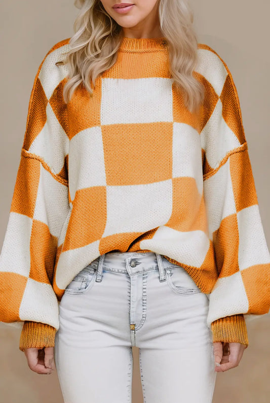 Orange Check Bishop Sleeve